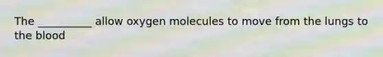 The __________ allow oxygen molecules to move from the lungs to <a href='https://www.questionai.com/knowledge/k7oXMfj7lk-the-blood' class='anchor-knowledge'>the blood</a>