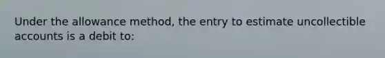 Under the allowance method, the entry to estimate uncollectible accounts is a debit to: