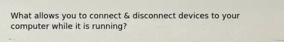 What allows you to connect & disconnect devices to your computer while it is running?