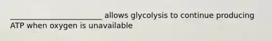 ________________________ allows glycolysis to continue producing ATP when oxygen is unavailable