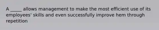 A _____ allows management to make the most efficient use of its employees' skills and even successfully improve hem through repetition