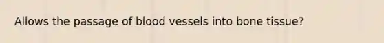 Allows the passage of blood vessels into bone tissue?