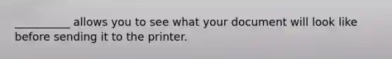 __________ allows you to see what your document will look like before sending it to the printer.