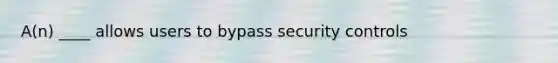 A(n) ____ allows users to bypass security controls