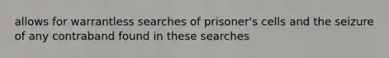 allows for warrantless searches of prisoner's cells and the seizure of any contraband found in these searches