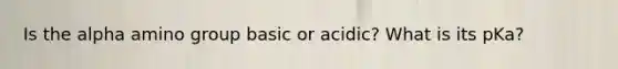 Is the alpha amino group basic or acidic? What is its pKa?