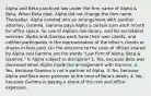 Alpha and Beta practiced law under the firm name of Alpha & Beta. When Beta died, Alpha did not change the firm name. Thereafter, Alpha entered into an arrangement with another attorney, Gamma. Gamma pays Alpha a certain sum each month for office space, for use of Alpha's law library, and for secretarial services. Alpha and Gamma each have their own clients, and neither participates in the representation of the other's clients or shares in fees paid. On the entrance to the suite of offices shared by Alpha and Gamma are the words "Law Firm of Alpha, Beta & Gamma." Is Alpha subject to discipline? 1. Yes, because Beta was deceased when Alpha made the arrangement with Gamma. 2. Yes, because Gamma is not a partner of Alpha. 3. No, because Alpha and Beta were partners at the time of Beta's death. 4. No, because Gamma is paying a share of the rent and office expenses.