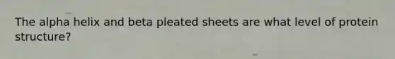 The alpha helix and beta pleated sheets are what level of protein structure?