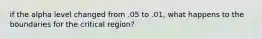 if the alpha level changed from .05 to .01, what happens to the boundaries for the critical region?