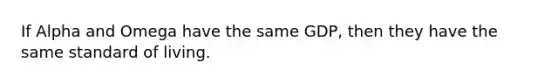 If Alpha and Omega have the same GDP, then they have the same standard of living.