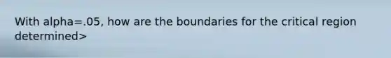 With alpha=.05, how are the boundaries for the critical region determined>