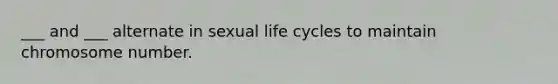 ___ and ___ alternate in sexual life cycles to maintain chromosome number.