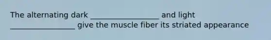 The alternating dark __________________ and light _________________ give the muscle fiber its striated appearance