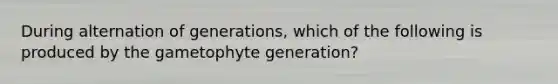 During alternation of generations, which of the following is produced by the gametophyte generation?