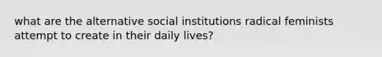 what are the alternative social institutions radical feminists attempt to create in their daily lives?