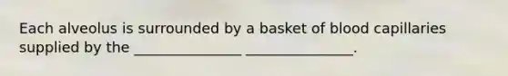 Each alveolus is surrounded by a basket of blood capillaries supplied by the _______________ _______________.