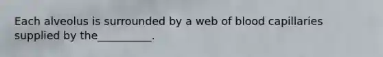 Each alveolus is surrounded by a web of blood capillaries supplied by the__________.