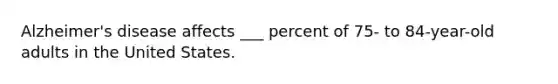 Alzheimer's disease affects ___ percent of 75- to 84-year-old adults in the United States.