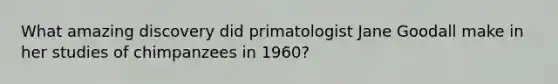 What amazing discovery did primatologist Jane Goodall make in her studies of chimpanzees in 1960?​