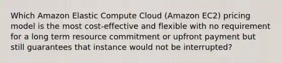 Which Amazon Elastic Compute Cloud (Amazon EC2) pricing model is the most cost-effective and flexible with no requirement for a long term resource commitment or upfront payment but still guarantees that instance would not be interrupted?