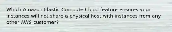 Which Amazon Elastic Compute Cloud feature ensures your instances will not share a physical host with instances from any other AWS customer?