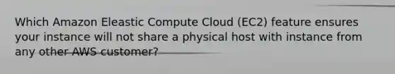 Which Amazon Eleastic Compute Cloud (EC2) feature ensures your instance will not share a physical host with instance from any other AWS customer?