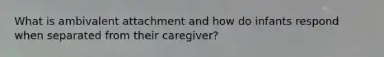 What is ambivalent attachment and how do infants respond when separated from their caregiver?