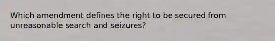 Which amendment defines the right to be secured from unreasonable search and seizures?