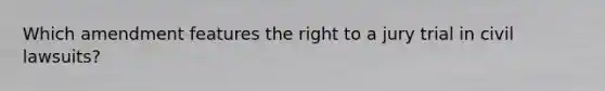 Which amendment features the right to a jury trial in civil lawsuits?