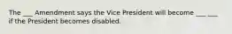 The ___ Amendment says the Vice President will become ___ ___ if the President becomes disabled.