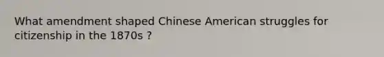 What amendment shaped Chinese American struggles for citizenship in the 1870s ?