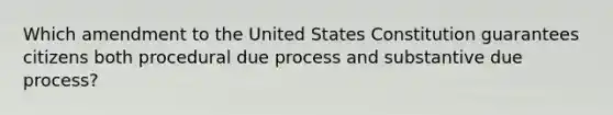 Which amendment to the United States Constitution guarantees citizens both procedural due process and substantive due process?