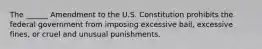 The ______ Amendment to the U.S. Constitution prohibits the federal government from imposing excessive bail, excessive fines, or cruel and unusual punishments.