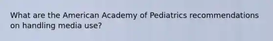 What are the American Academy of Pediatrics recommendations on handling media use?