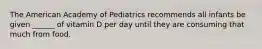 The American Academy of Pediatrics recommends all infants be given ______ of vitamin D per day until they are consuming that much from food.