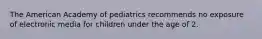 The American Academy of pediatrics recommends no exposure of electronic media for children under the age of 2.