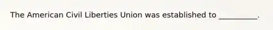 The American Civil Liberties Union was established to __________.