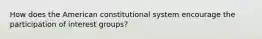 How does the American constitutional system encourage the participation of interest groups?