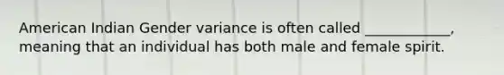 American Indian Gender variance is often called ____________, meaning that an individual has both male and female spirit.