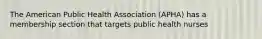 The American Public Health Association (APHA) has a membership section that targets public health nurses