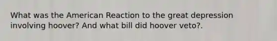 What was the American Reaction to the great depression involving hoover? And what bill did hoover veto?.