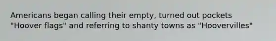 Americans began calling their empty, turned out pockets "Hoover flags" and referring to shanty towns as "Hoovervilles"