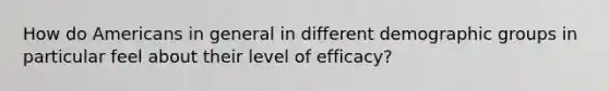 How do Americans in general in different demographic groups in particular feel about their level of efficacy?