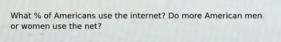 What % of Americans use the internet? Do more American men or women use the net?