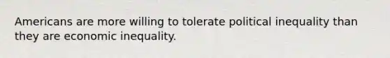 Americans are more willing to tolerate political inequality than they are economic inequality.