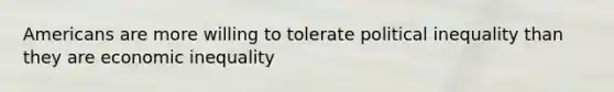 Americans are more willing to tolerate political inequality than they are economic inequality