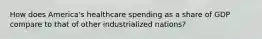 How does America's healthcare spending as a share of GDP compare to that of other industrialized nations?