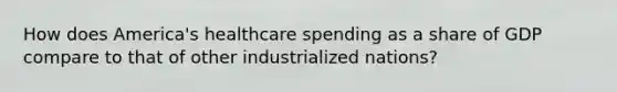 How does America's healthcare spending as a share of GDP compare to that of other industrialized nations?