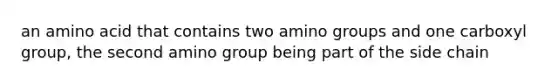 an amino acid that contains two amino groups and one carboxyl group, the second amino group being part of the side chain