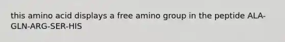 this amino acid displays a free amino group in the peptide ALA-GLN-ARG-SER-HIS